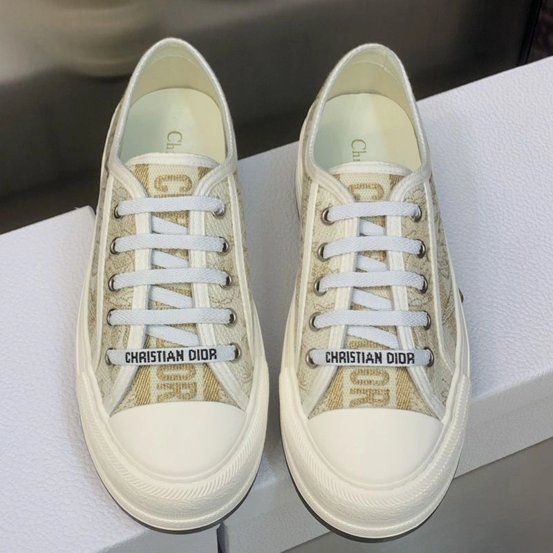 BestValue 7216 Walk'N'Dior Platform Sneakers Unisex Jardin d'Hiver Motif Canvas Gold - Image 3