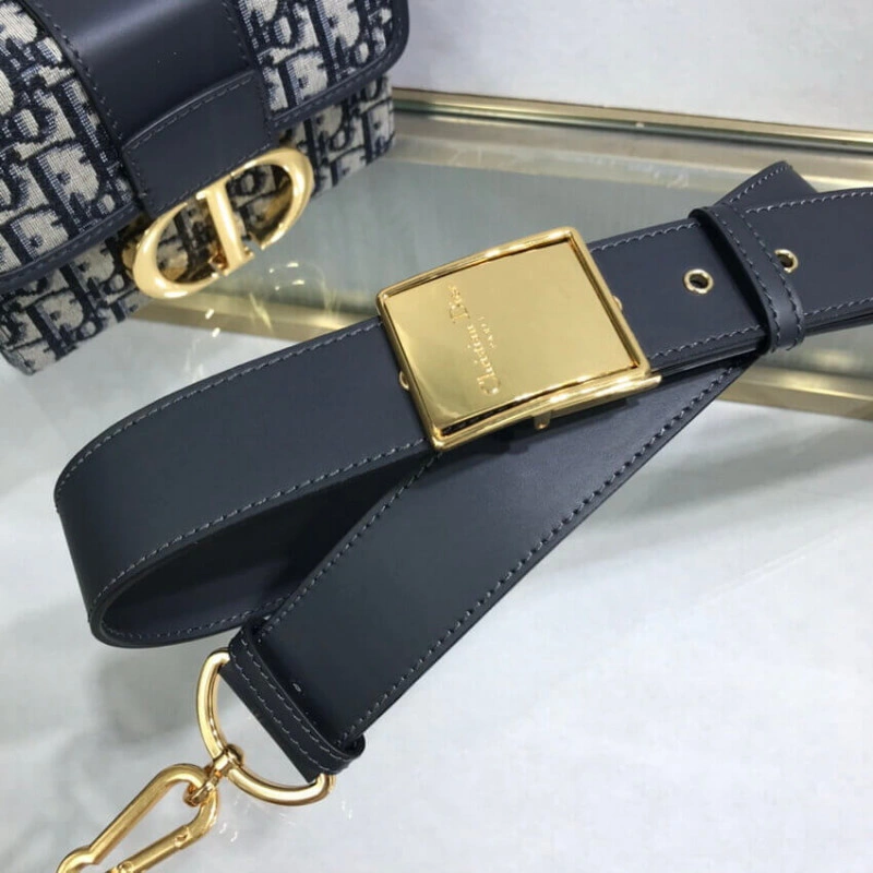 17.5 x 11 Christian Dior 30 Montaigne Box Bag Blue Oblique Jacquard - Image 8