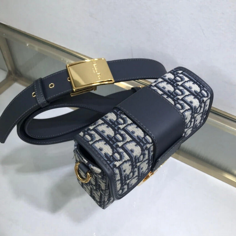 17.5 x 11 Christian Dior 30 Montaigne Box Bag Blue Oblique Jacquard - Image 10