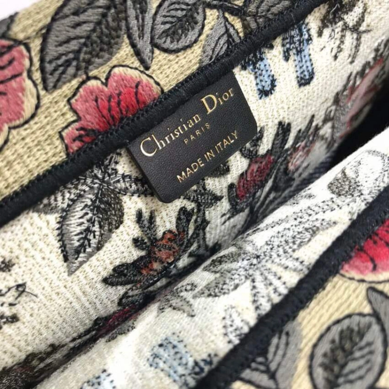'Christia Christian Dior Book Tote Broderie Flowers Multicolore - Image 10