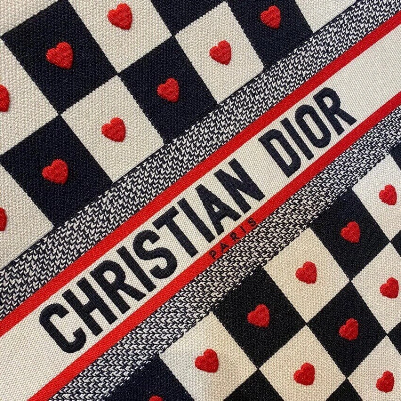 Christian Dior Dioramour Book Tote D-Chess Heart Embroidery - Image 3