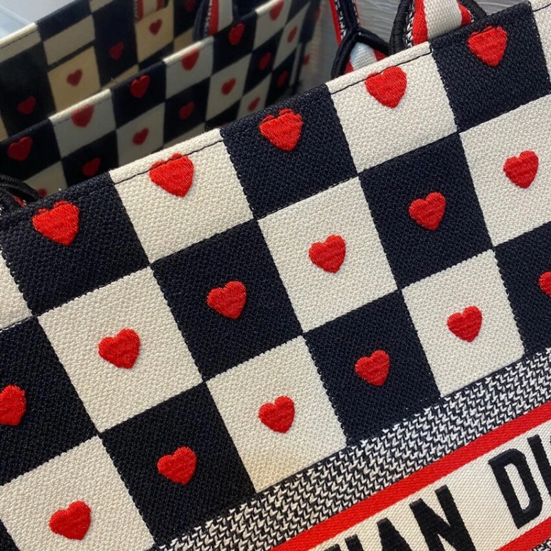 Christian Dior Dioramour Book Tote D-Chess Heart Embroidery - Image 4