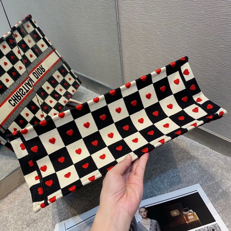 Christian Dior Dioramour Book Tote D-Chess Heart Embroidery - Image 7