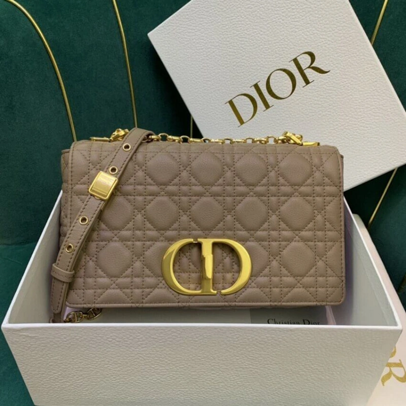 The bag m Christian Dior Medium Caro Bag Warm Taupe Supple Cannage Calfskin - Image 7