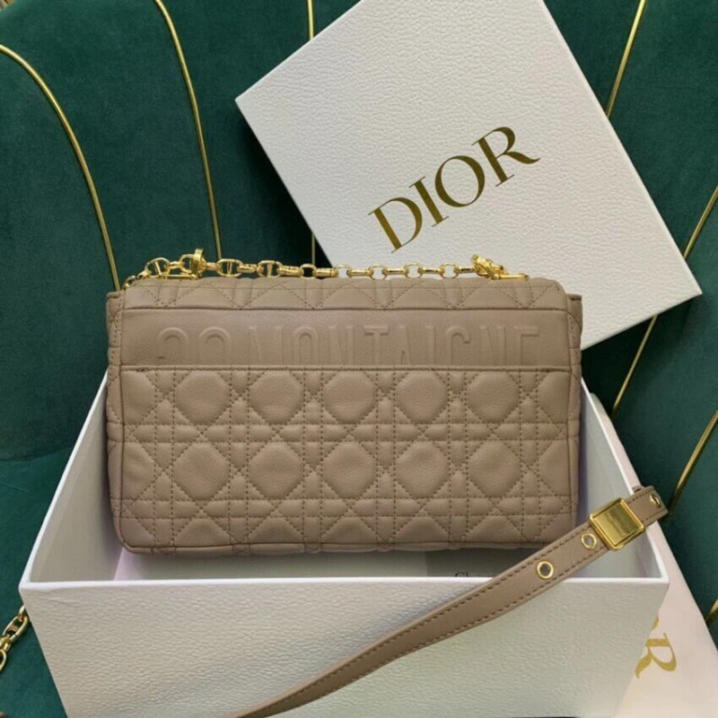 The bag m Christian Dior Medium Caro Bag Warm Taupe Supple Cannage Calfskin - Image 8