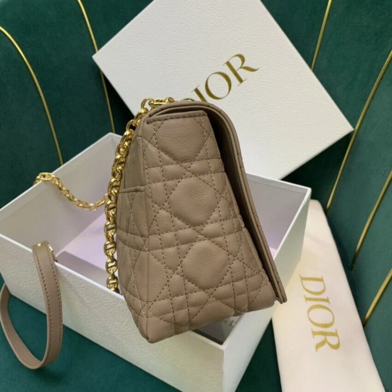 The bag m Christian Dior Medium Caro Bag Warm Taupe Supple Cannage Calfskin - Image 9
