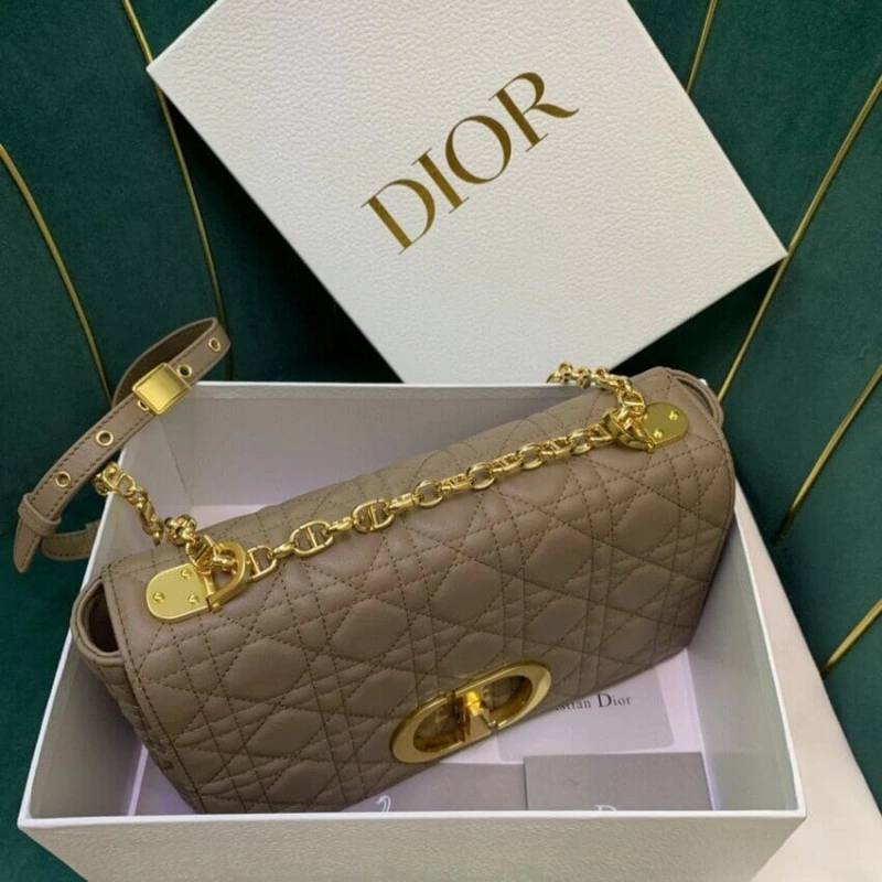 The bag m Christian Dior Medium Caro Bag Warm Taupe Supple Cannage Calfskin - Image 12