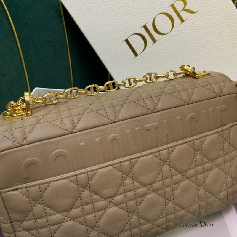 The bag m Christian Dior Medium Caro Bag Warm Taupe Supple Cannage Calfskin - Image 13