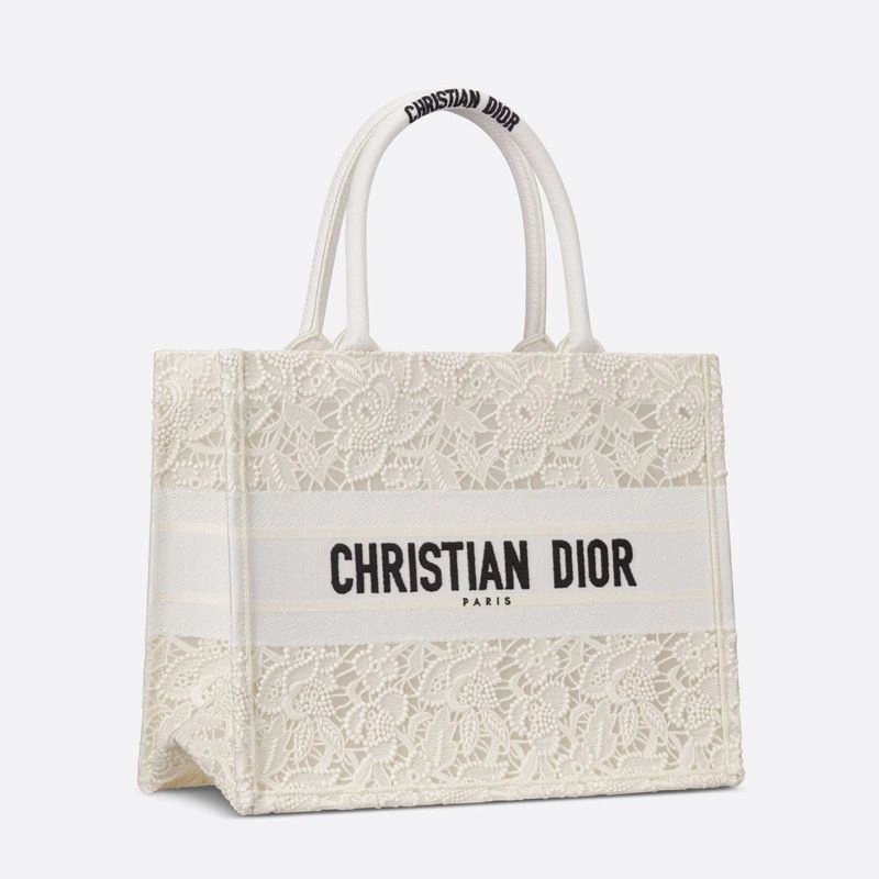 Comfortable 423 Dior Book Tote D-Lace Motif Macrame White - Image 3