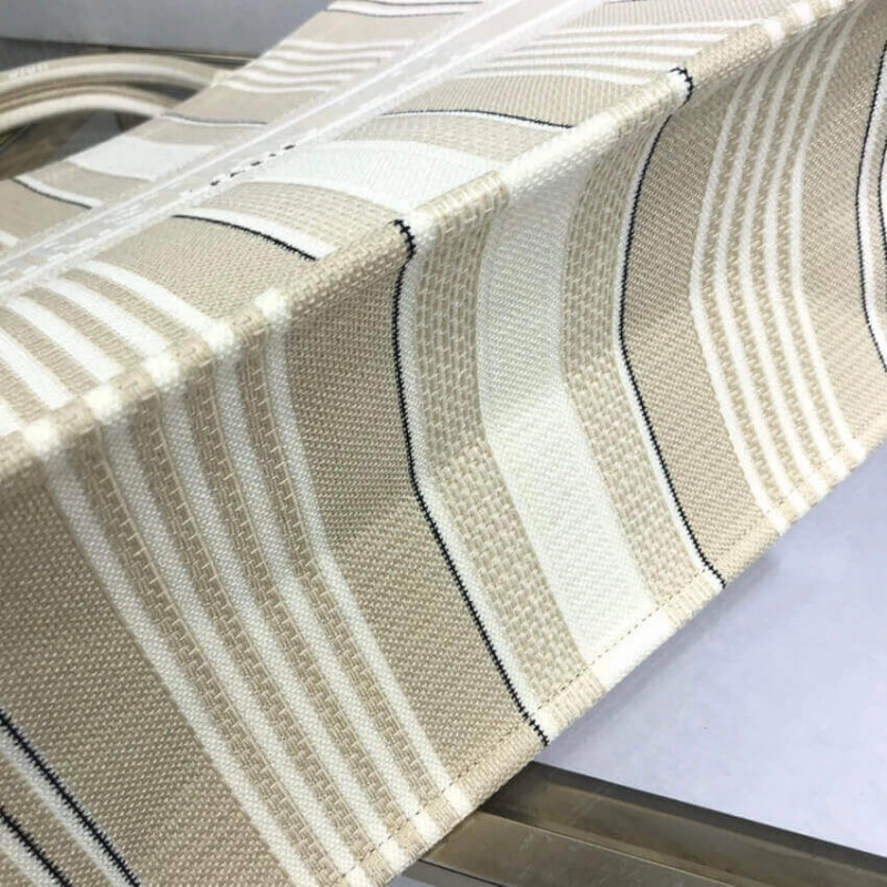 'Christia Dior Book Tote Beige Stripes Embroidery - Image 8