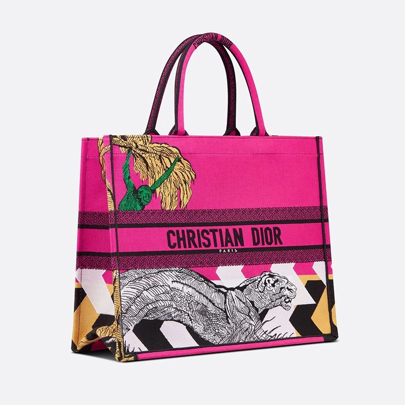 Dior Book Tote D-Jungle Pop Motif Canvas Rose GoodFit 8410 - Image 3