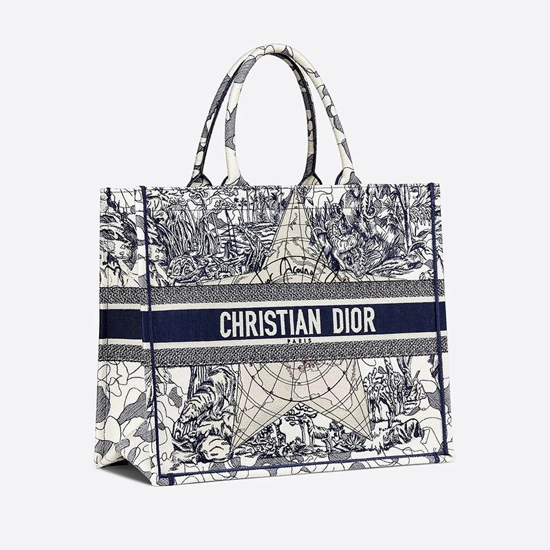 Dior Book Tote In Around the World Motif Canvas Blue ModernLook 6655 - Image 3
