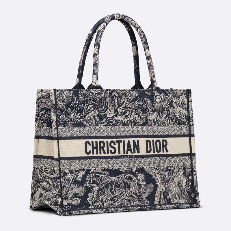 Dior Book Tote In Toile De Jouy Motif Canvas Navy Blue DailyWear 9744 - Image 3