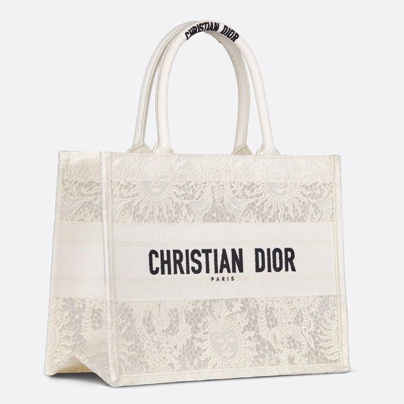 Dior Book Tote In Toile de Jouy Soleil Motif Macrame White ModernLook 2948 - Image 3