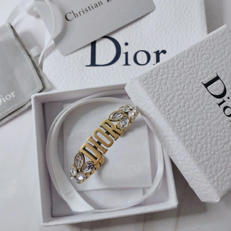 Dior Laurel Cuff Bracelet Metal and Silver Crystals Gold BestValue 5139 - Image 3