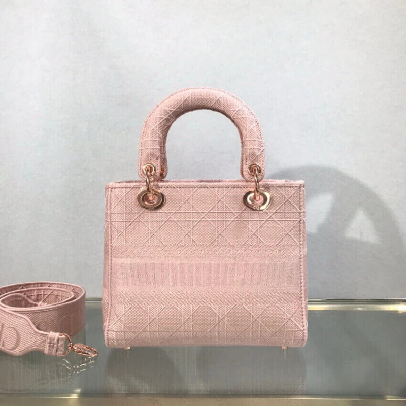 Large, re Dior Medium Lady D-Lite Bag Pink Cannage Embroidered - Image 9