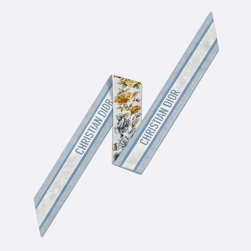 Dior Mitzah Twill Granville Motif Silk White Blue ModernLook 9846 - Image 3