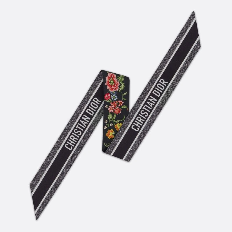 Dior Mitzah Twill Petites Fleurs Motif Silk Black SportInspired 4583 - Image 3