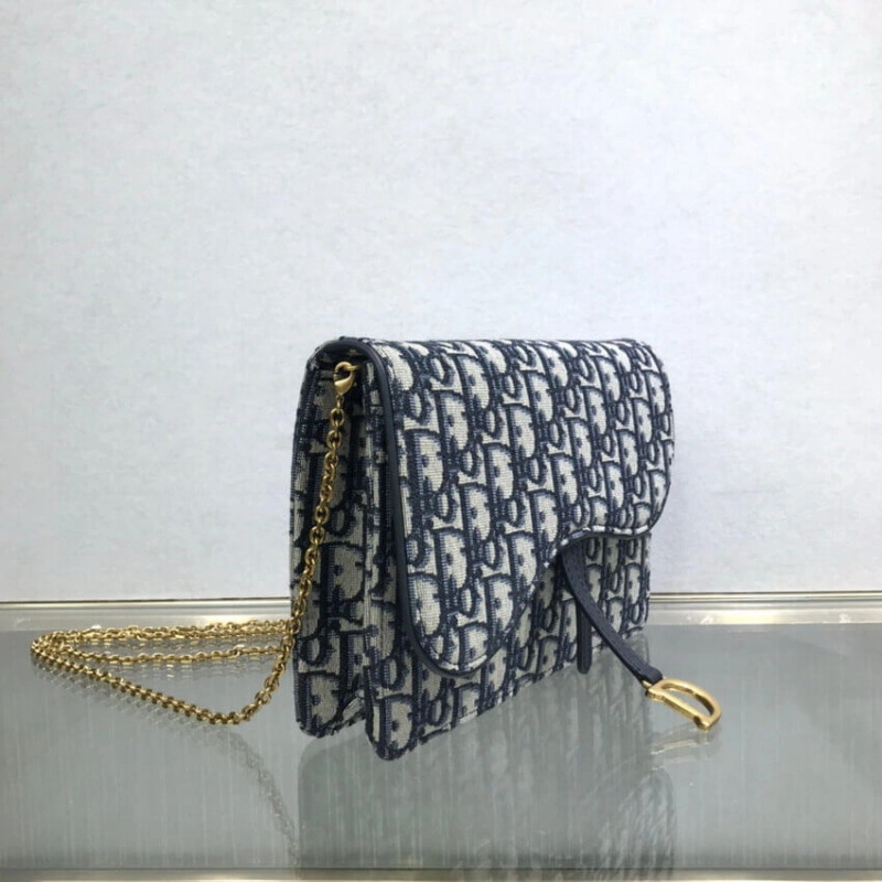 22 x 14.5 Dior Saddle Pouch Blue Oblique Jacquard - Image 7