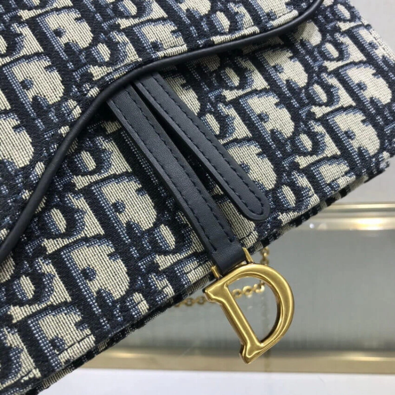 22 x 14.5 Dior Saddle Pouch Blue Oblique Jacquard - Image 9