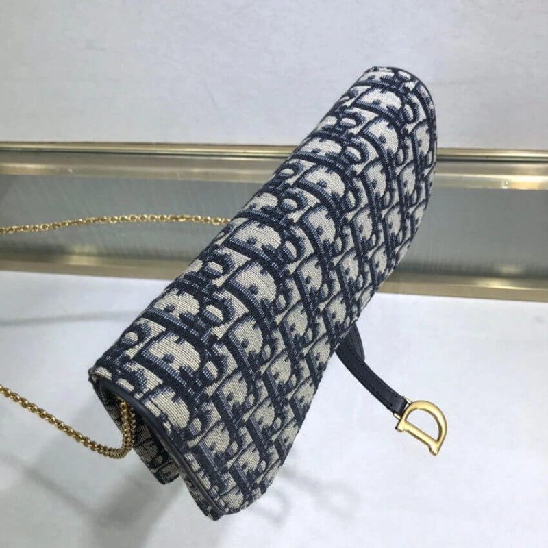 22 x 14.5 Dior Saddle Pouch Blue Oblique Jacquard - Image 10