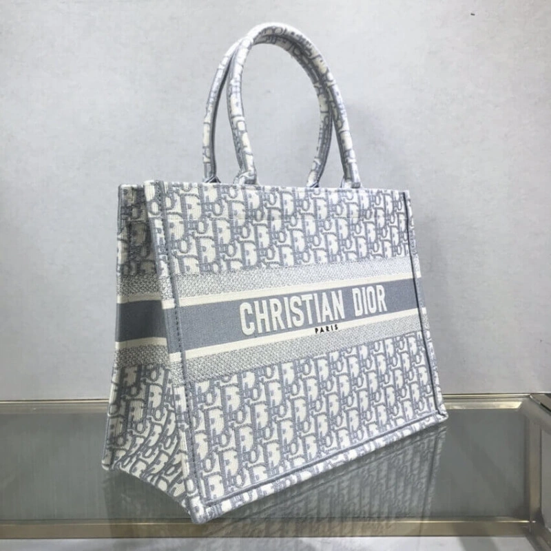 May be ca Dior Small Book Tote Grey Oblique Embroidery - Image 8
