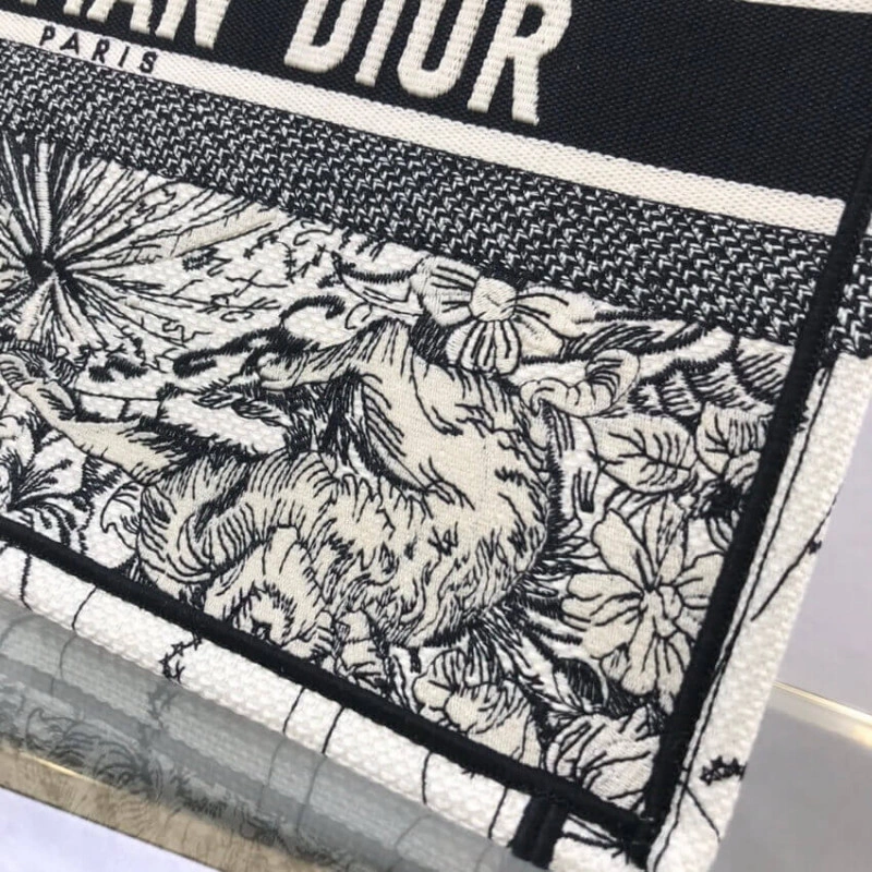 'Christia Dior Small Book Tote in Latte Multicolor Zodiac Embroidery - Image 8