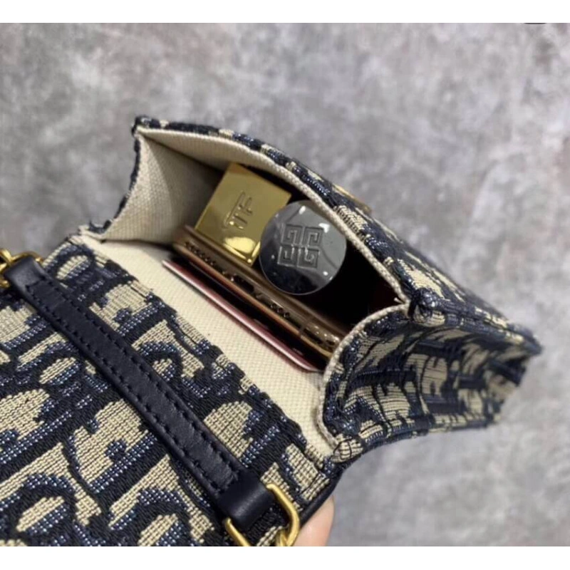 Removable Dior Vertical Saddle Pouch Blue Oblique Jacquard - Image 4