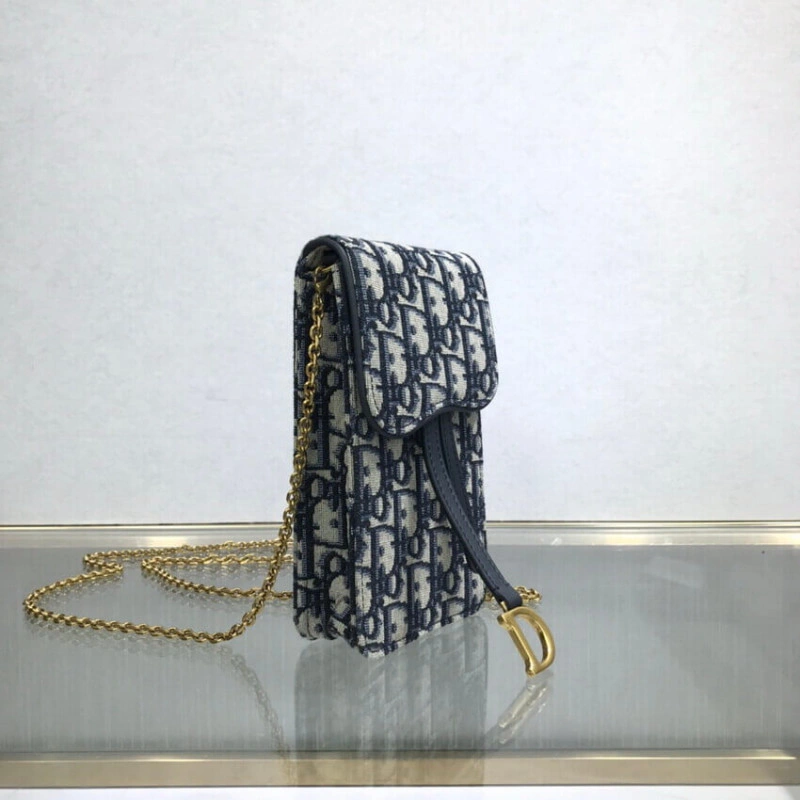 Removable Dior Vertical Saddle Pouch Blue Oblique Jacquard - Image 9