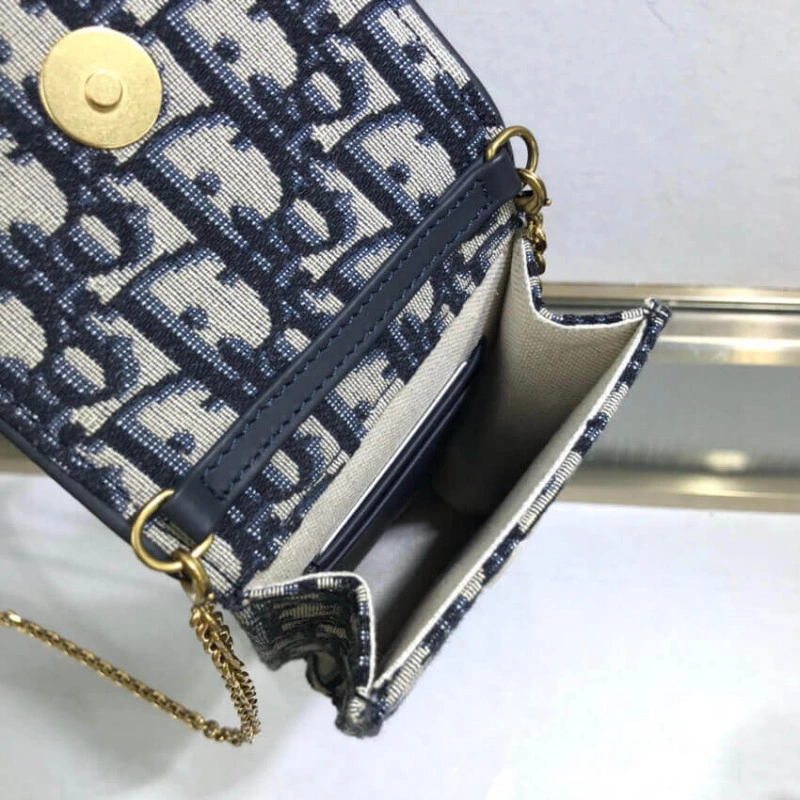 Removable Dior Vertical Saddle Pouch Blue Oblique Jacquard - Image 15