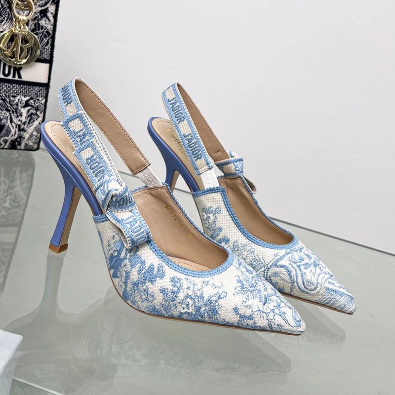 EasyMatch 4913 J'Adior Slingback Pumps Women Toile de Jouy Motif Canvas Sky Blue - Image 3