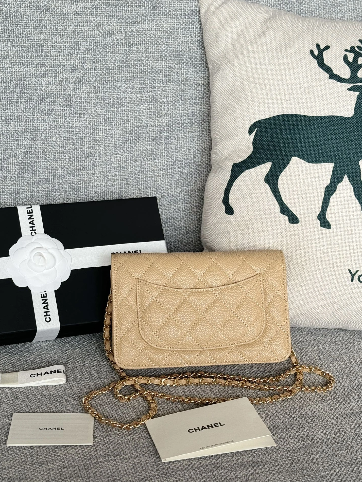 Fashionable 2800 Chanel AAA Quality Messenger Bags In Gold For Women