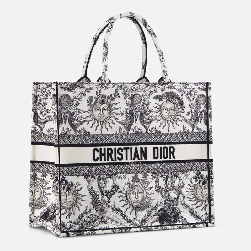 GoAnywhere 3849 Dior Book Tote In Toile de Jouy Soleil Motif Canvas White Black - Image 3