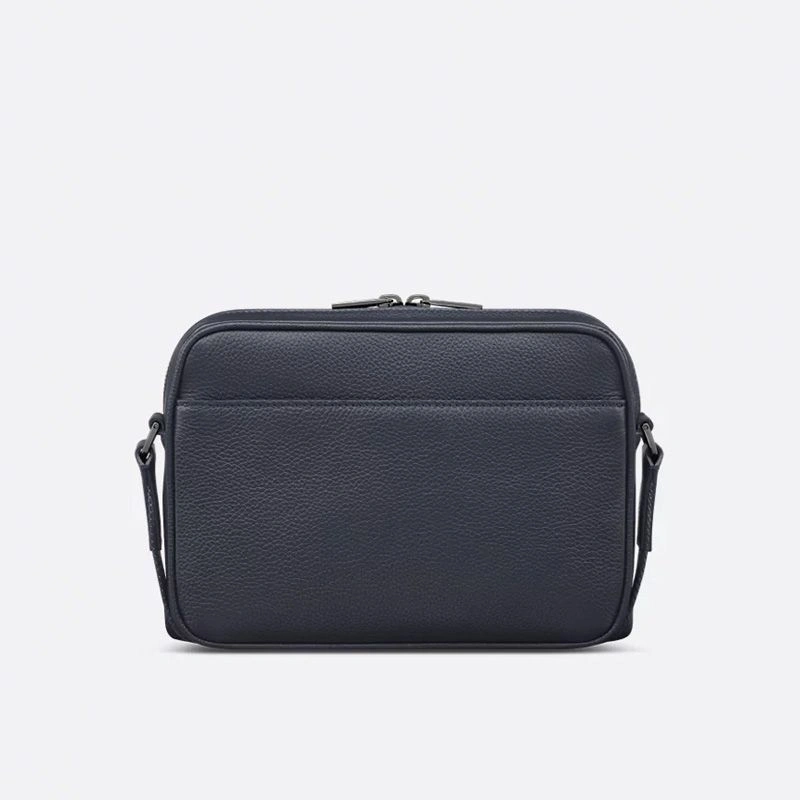 HighQuality 1128 Small Dior Rider 2.0 Zipped Messenger In Grained Calfskin with White Print Navy Blue - Image 3