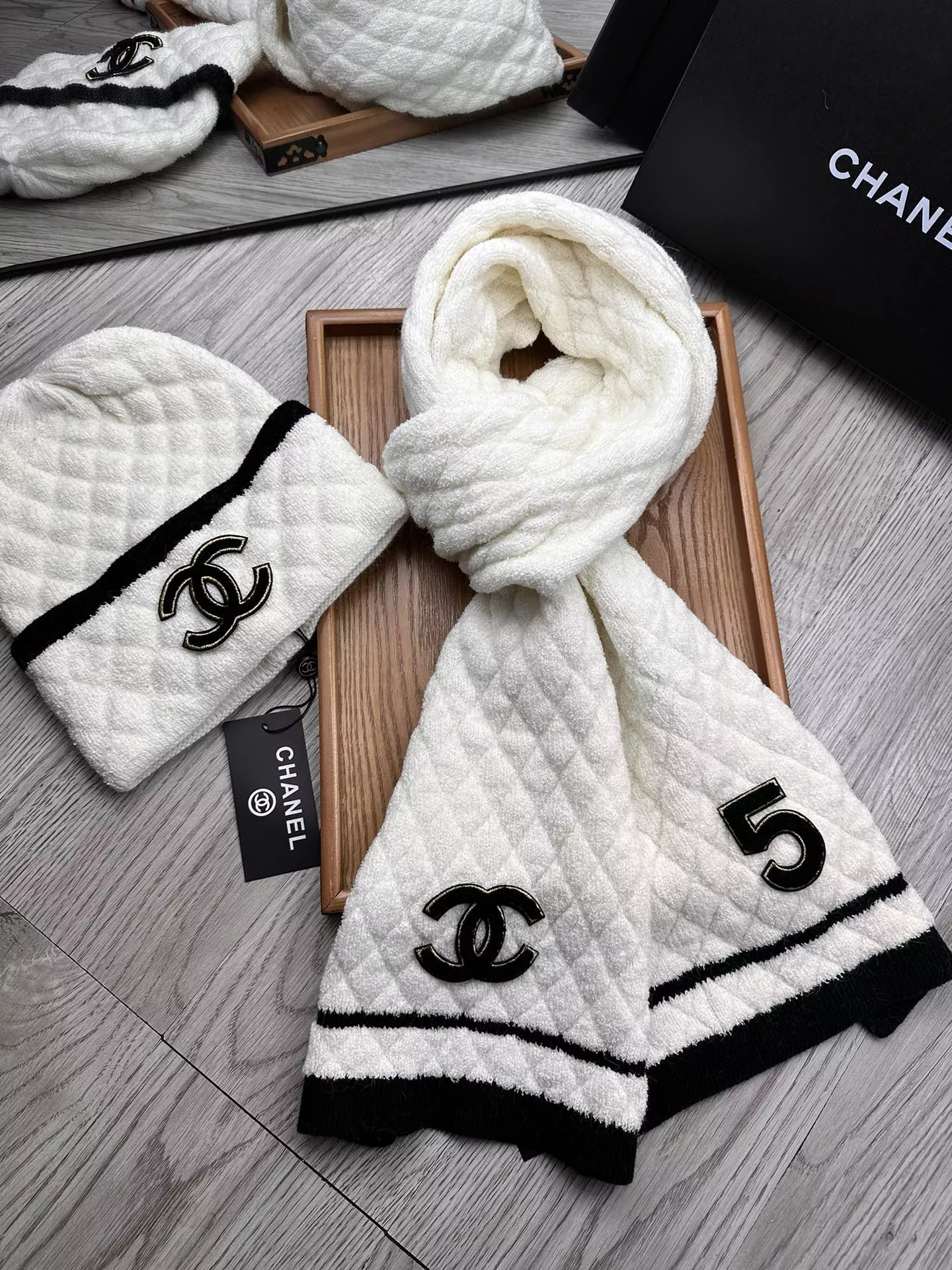 HighQuality 2111 Chanel Hat and Scarf Set - Image 5