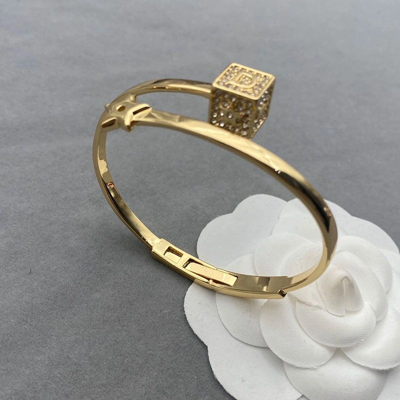 HighQuality 7795 Diorevolution Cuff Bracelet with White Crystals Gold - Image 3