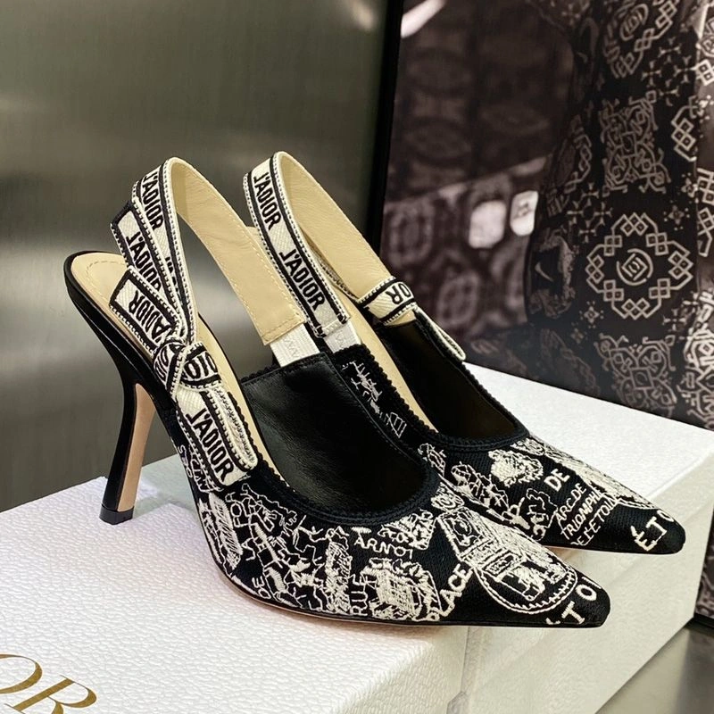 J'Adior Slingback Pumps Women Plan de Paris Motif Canvas Black SportInspired 2760 - Image 3