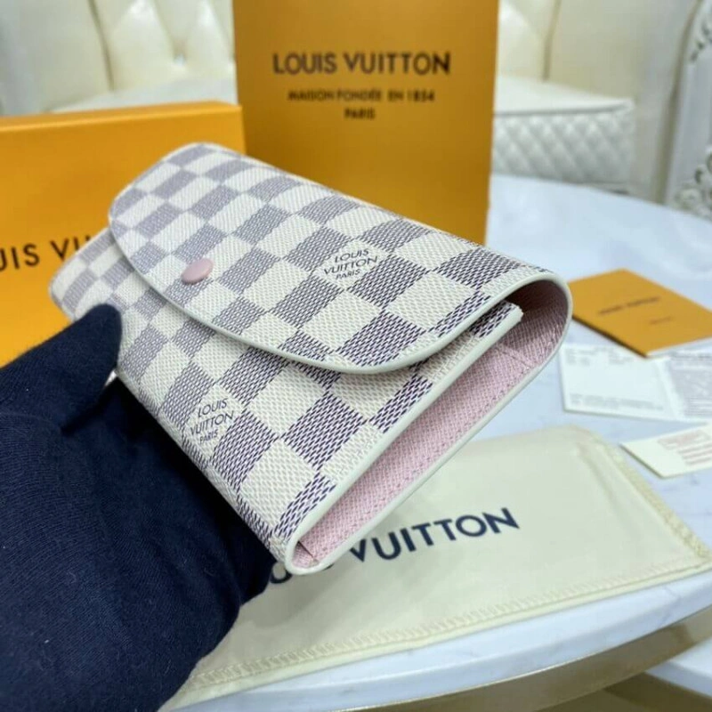 Rose Ball Louis Vuitton Damier Azur Emilie Wallet Pink - Image 3
