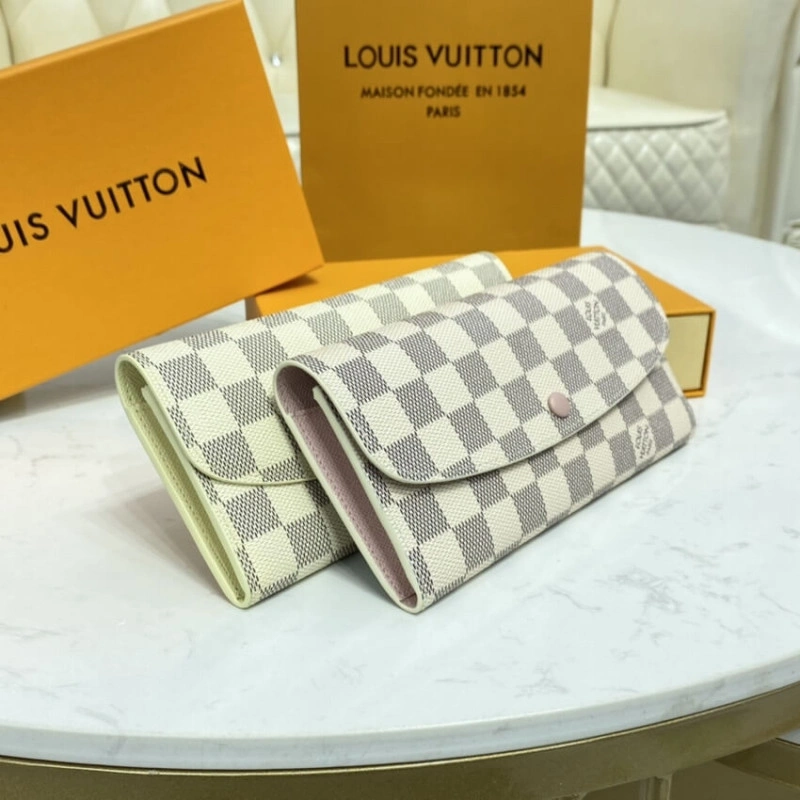 Rose Ball Louis Vuitton Damier Azur Emilie Wallet Pink - Image 11