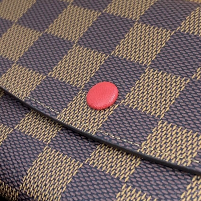 4 credit Louis Vuitton Damier Ebene Emilie Wallet Red - Image 7