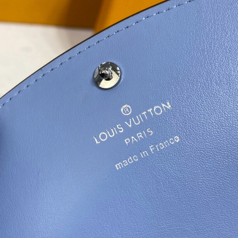 1 zipped Louis Vuitton Iris Compact Wallet in Blue Gradient Mahina Perforated Leather - Image 8