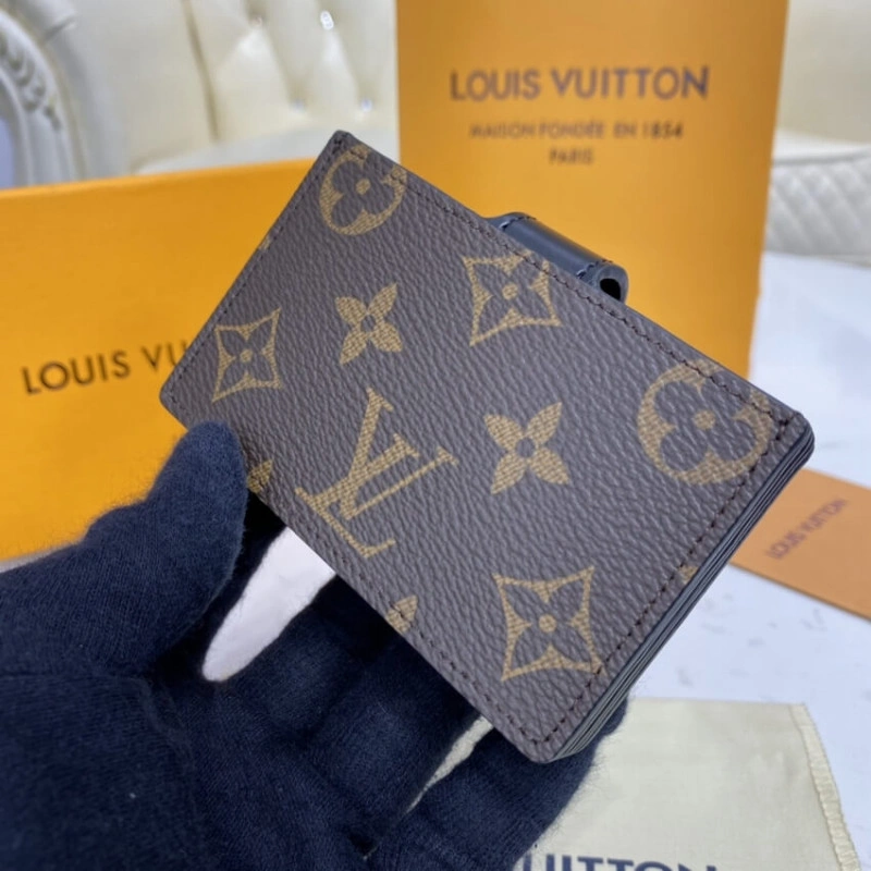 Cowhidele Louis Vuitton Monogram Canvas Card Holder Black - Image 3
