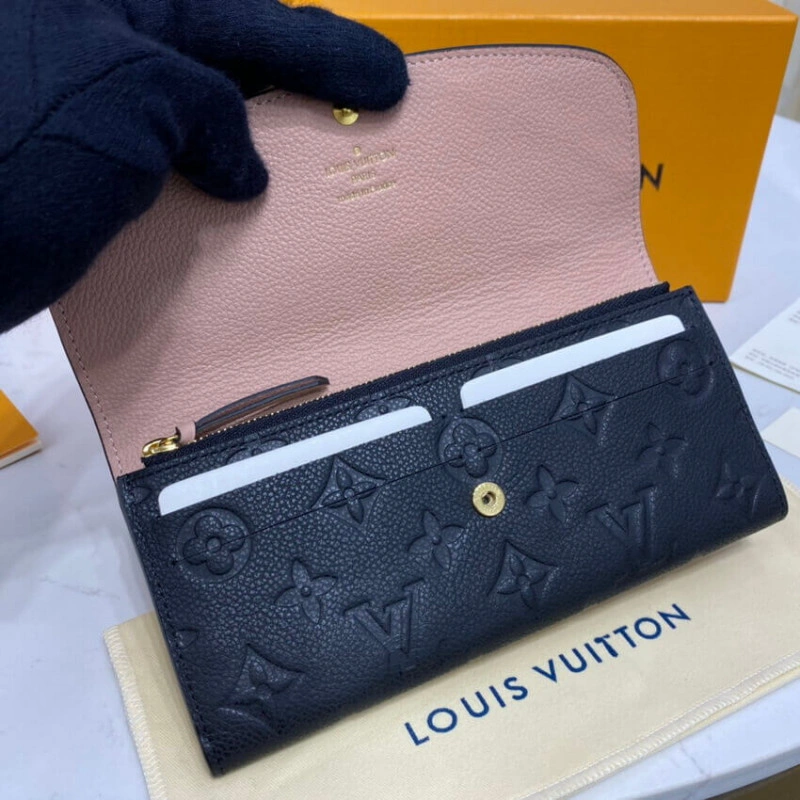 Goldcolor Louis Vuitton Monogram Empreinte Emilie Wallet Black - Image 8