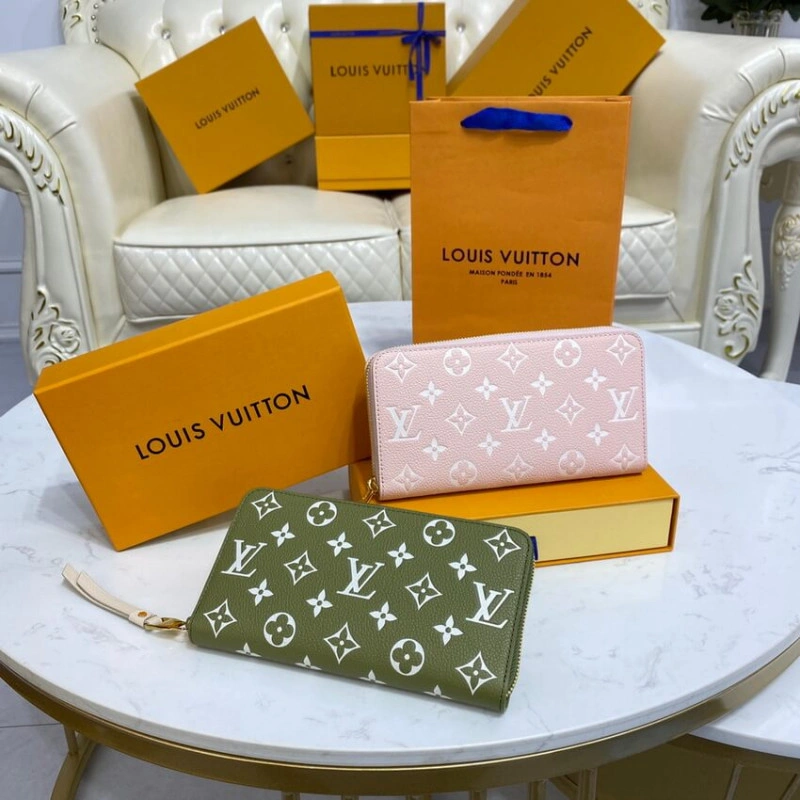 12 card s Louis Vuitton Monogram Empreinte Leather Zippy Wallet Khaki - Image 11