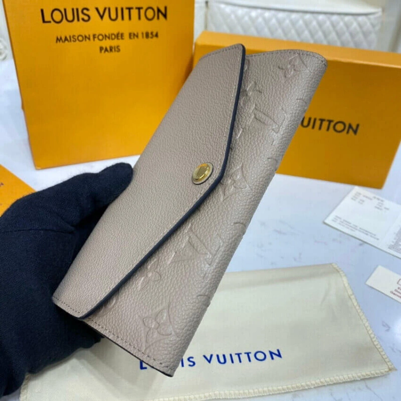 19 x 10 c Louis Vuitton Monogram Empreinte Sarah Wallet Touterelle - Image 4