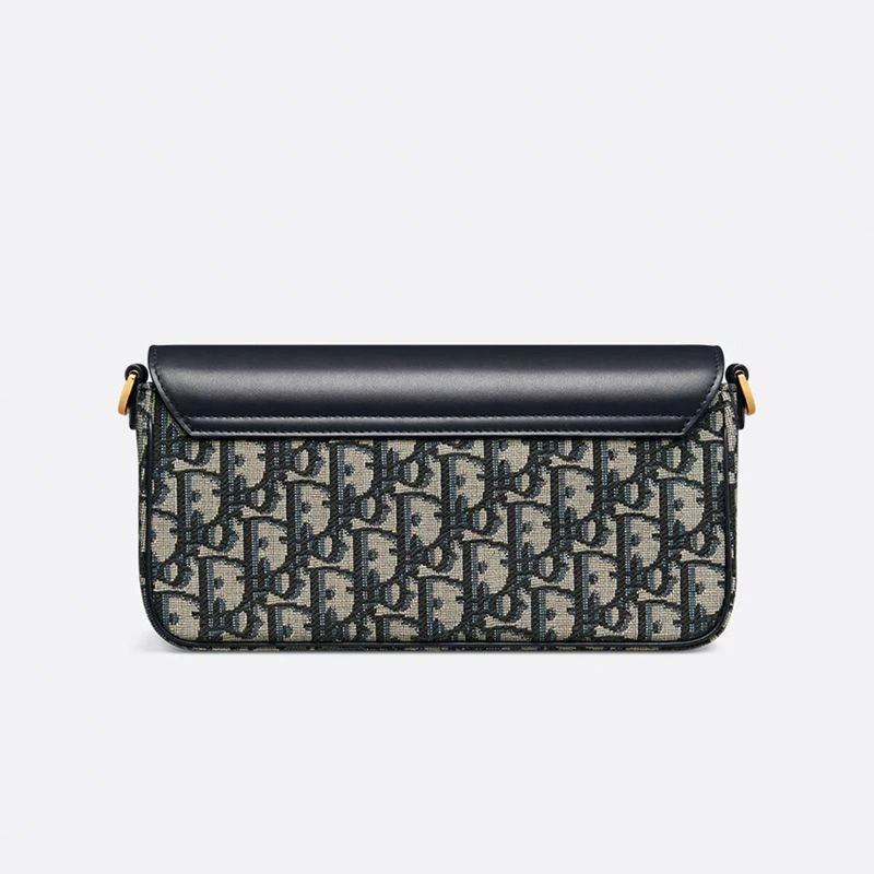 Mini Dior 30 Montaigne Avenue East-West Double Carry Bag In Oblique Motif Canvas and Smooth Calfskin Blue AllSeason 5518 - Image 3