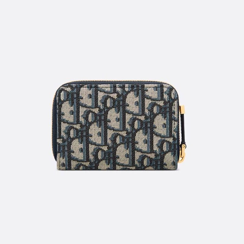 Small Dior 30 Montaigne Voyageur Coin Purse In Oblique Motif Canvas Blue AllSeason 320 - Image 3