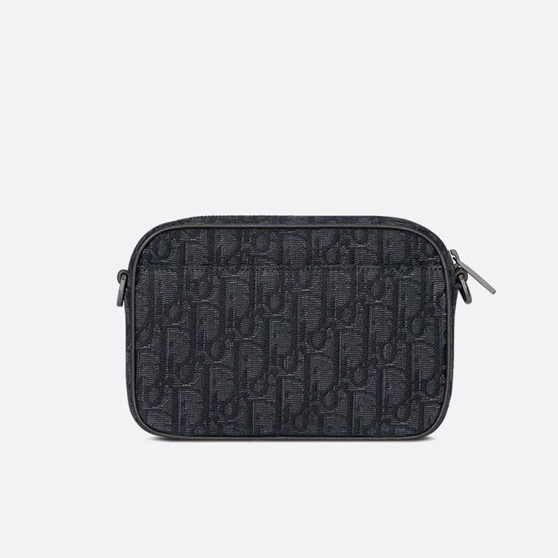 Trendy 4901 Mini Dior Safari Bag with Strap In Oblique Motif Canvas Black - Image 3