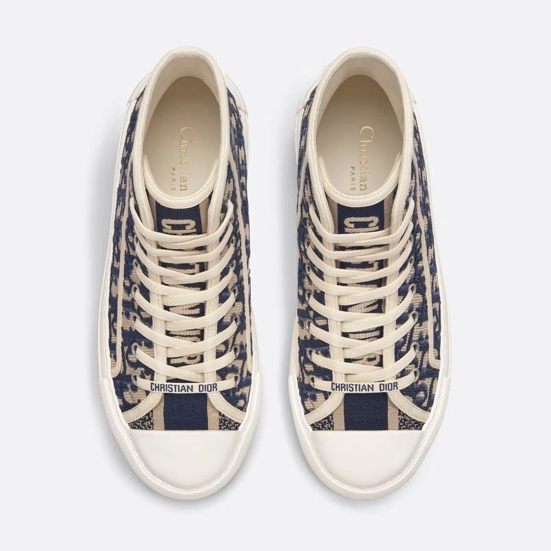 Trendy 509 Walk'n'Dior High-Top Platform Sneakers Women Oblique Motif Canvas Blue - Image 3
