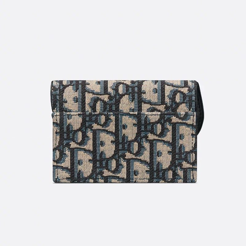 UrbanStyle 5883 Dior Saddle Bloom Card Holder In Oblique Motif Canvas Blue - Image 3